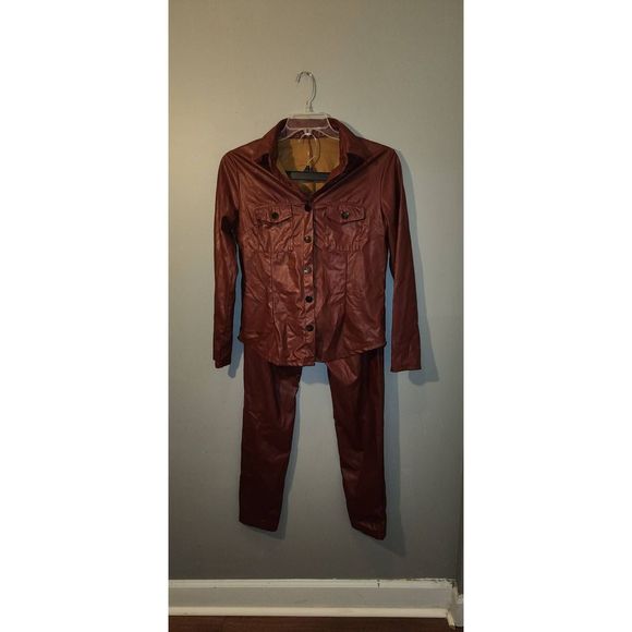 Faux Leather 2pc Pant Set - Picture 1 of 5